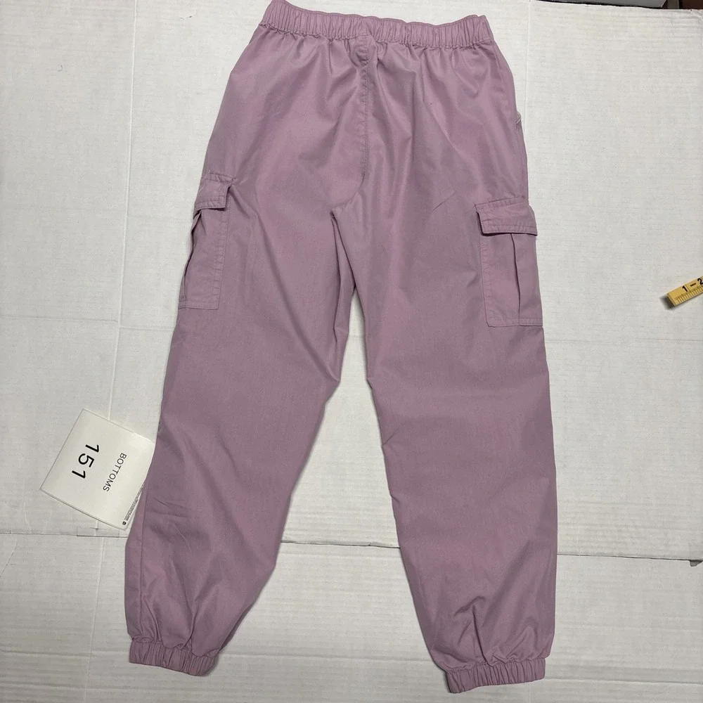Cat & Jack Girls Pink Rose Parachute Cargo Pants Size M 8 Utility Tapered Leg
